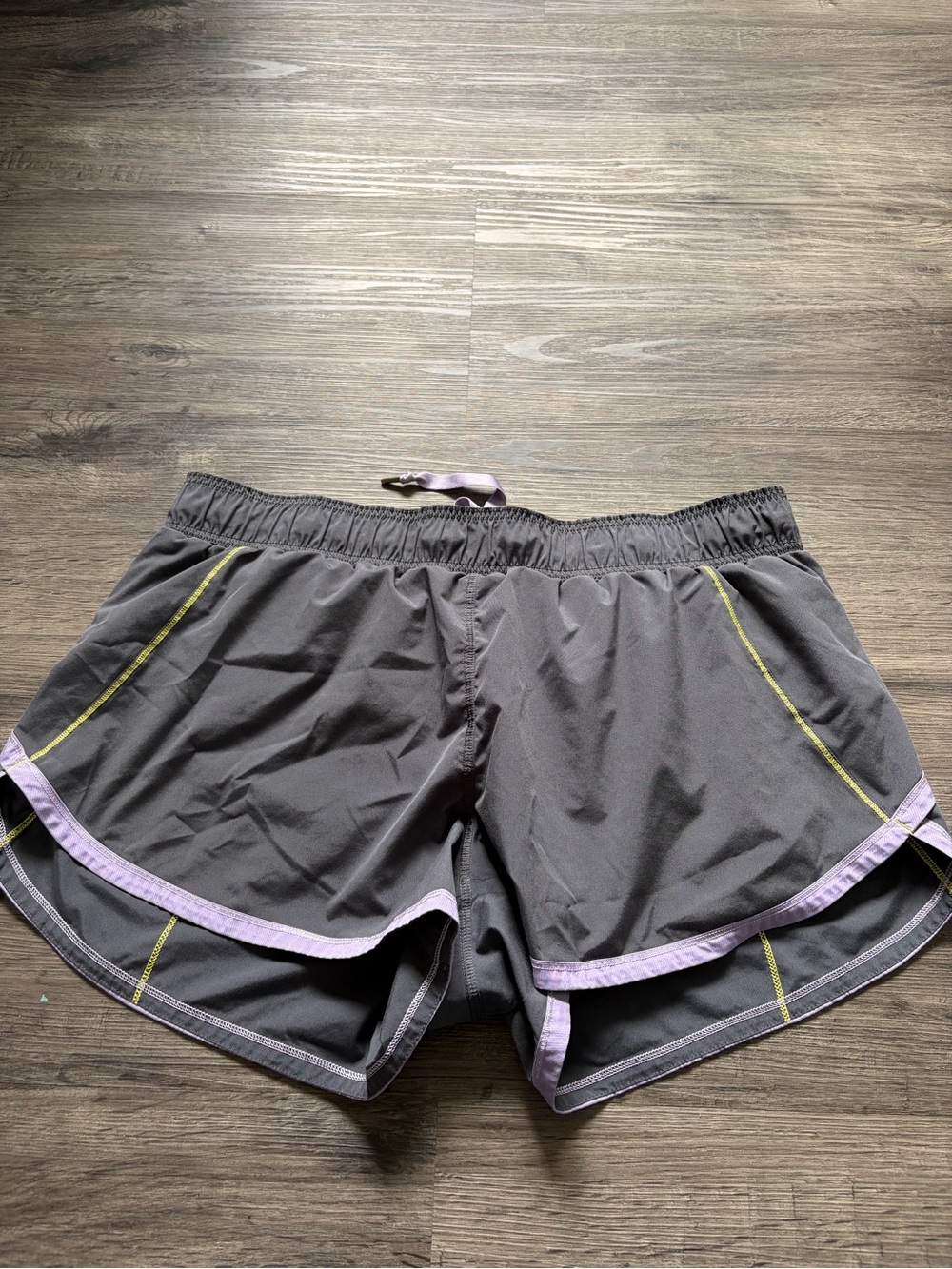 lululemon athletica Gray Running Shorts with Lavender Trim